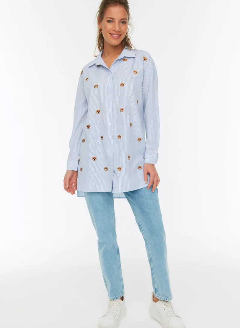 trendyol Embroidered Longline Shirt