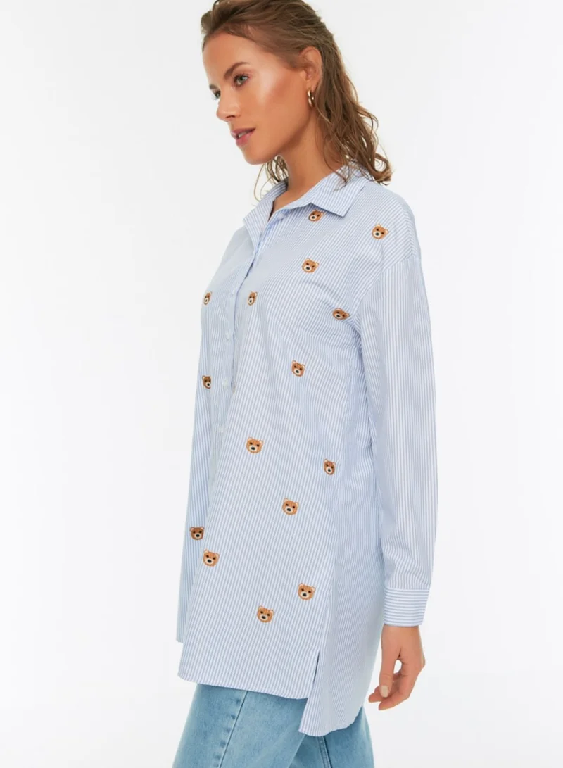 trendyol Embroidered Longline Shirt