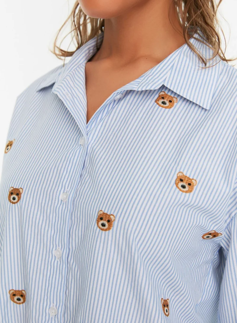 trendyol Embroidered Longline Shirt