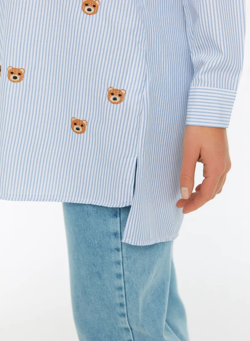 trendyol Embroidered Longline Shirt