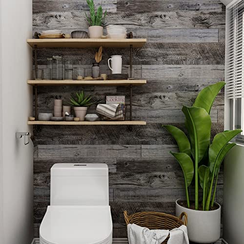 Yun-aeon Gray Wood Peel and Stick Wallpaper 17.3" X 200"Self Adhesive Wallpaper Backsplash Line Removable Wall Paper Bathroom Old Furniture Renovation Furniture - Image 3