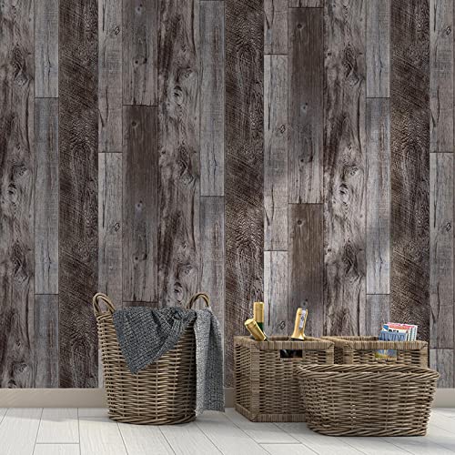Yun-aeon Gray Wood Peel and Stick Wallpaper 17.3" X 200"Self Adhesive Wallpaper Backsplash Line Removable Wall Paper Bathroom Old Furniture Renovation Furniture - Image 5