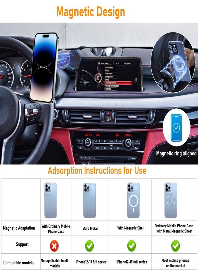 APESER Compatible with BMW X5 Screen Phone Mount 2014-2018/X6 2015-2019,F15/F16 Cell Phone Holder for 10.3 Inch Touch Screen,Magnetic Cell Holder Anti-Shake,Rotation Mobile Mount Cradle,Black - Image 5