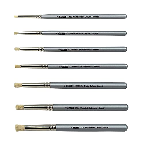 ZEM Brush Mfg Deluxe Stencil Artist Paint Brush Set 7 pcs Sizes 2 4 6 8 10 12 14 - Image 2