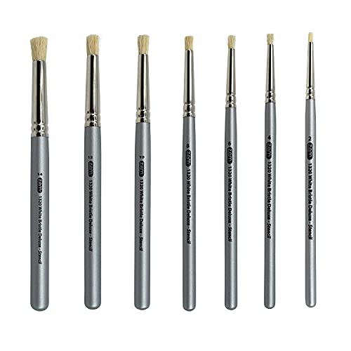 ZEM Brush Mfg Deluxe Stencil Artist Paint Brush Set 7 pcs Sizes 2 4 6 8 10 12 14 - Image 1