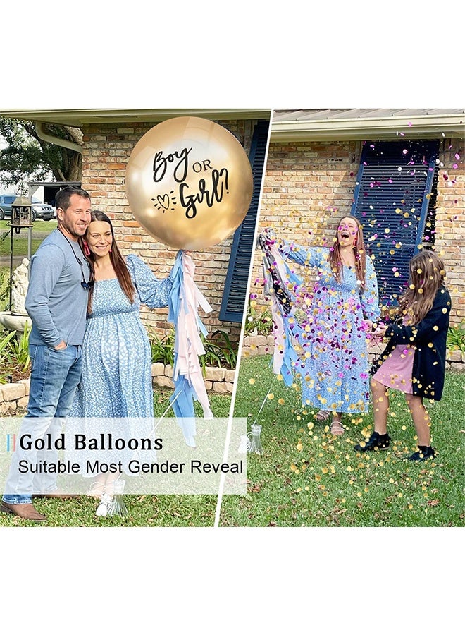 Gender Reveal Balloon Boy or Girl Balloon with Blue Pink Confetti for Baby Shower Gender Reveal Decortions, 36 Inch Gold Balloon Perfect for Taking Photos and Videos - Image 3
