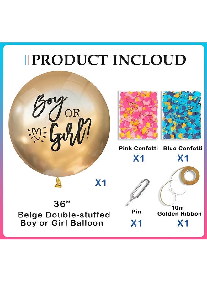 Gender Reveal Balloon Boy or Girl Balloon with Blue Pink Confetti for Baby Shower Gender Reveal Decortions, 36 Inch Gold Balloon Perfect for Taking Photos and Videos - Image 5
