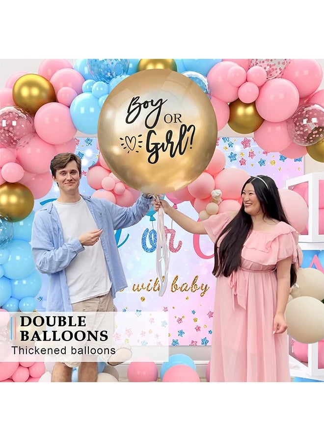 Gender Reveal Balloon Boy or Girl Balloon with Blue Pink Confetti for Baby Shower Gender Reveal Decortions, 36 Inch Gold Balloon Perfect for Taking Photos and Videos - Image 2