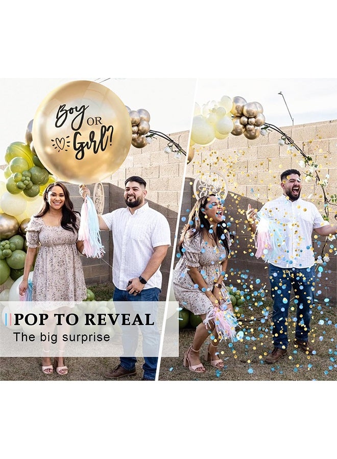 Gender Reveal Balloon Boy or Girl Balloon with Blue Pink Confetti for Baby Shower Gender Reveal Decortions, 36 Inch Gold Balloon Perfect for Taking Photos and Videos - Image 4