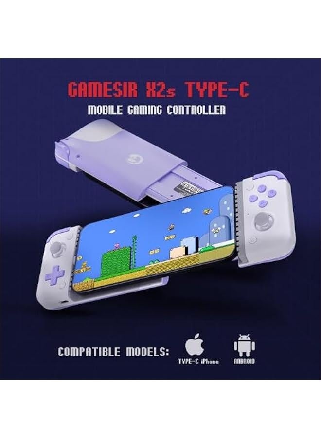 وحدة تحكم ألعاب محمولة بنوع X2S Type-C للأندرويد وآيفون 15 (USB-C)، جهاز تحكم هاتف مع عصي تحكم بتأثير هول - لعبة Xbox، بلاي ستيشن، نداء الواجب، غنشين إيفكت - Image 2