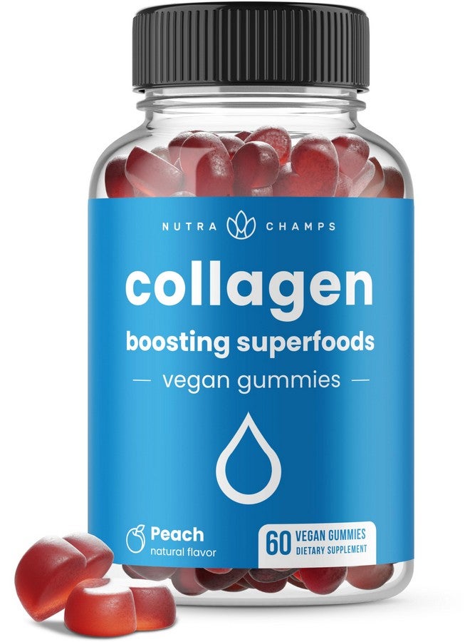 NutraChamps NutraChamps Collagen Boosting Gummies, Collagen Booster Gummy for Natural Collagen Production, Vegan Pectin Supplements Chews for Women & Men, 60 Peach Vitamins Gummies - Image 1
