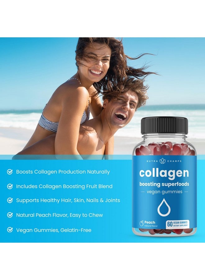 NutraChamps NutraChamps Collagen Boosting Gummies, Collagen Booster Gummy for Natural Collagen Production, Vegan Pectin Supplements Chews for Women & Men, 60 Peach Vitamins Gummies - Image 3