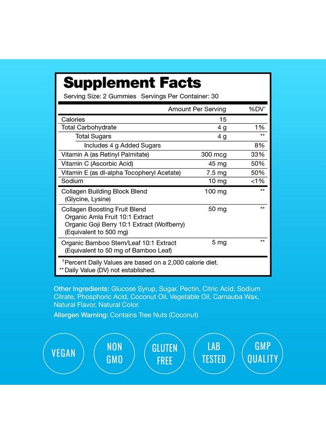 NutraChamps NutraChamps Collagen Boosting Gummies, Collagen Booster Gummy for Natural Collagen Production, Vegan Pectin Supplements Chews for Women & Men, 60 Peach Vitamins Gummies - Image 2