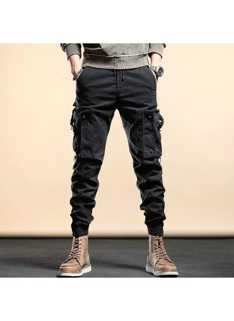 Generic - Trendy Brand Mens Cargo Pants Autumn 2022 New Zipper Pocket Tactical Pants Ins Trendy Brand Casual Trousers Men XK110 khaki - Image 1