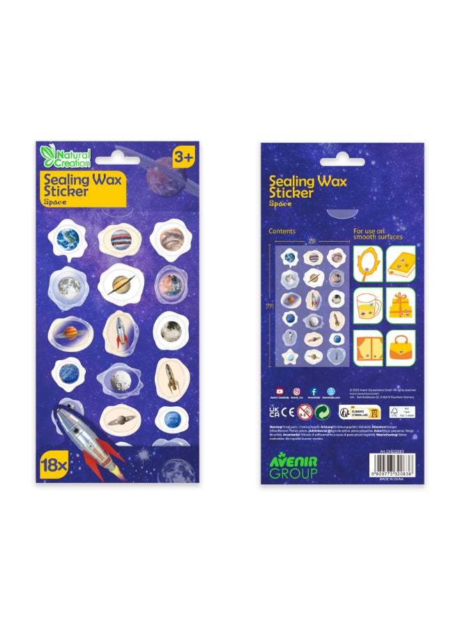 Avenir Sealing Wax Stickers 10 pack - Space  Multicolour | fabulous sealing wax stickers showcasing a collection of space objects | Ages3+ - Image 3