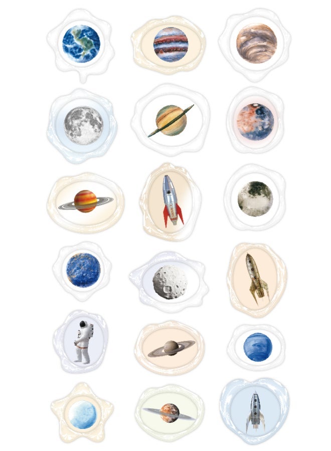 Avenir Sealing Wax Stickers 10 pack - Space  Multicolour | fabulous sealing wax stickers showcasing a collection of space objects | Ages3+ - Image 2