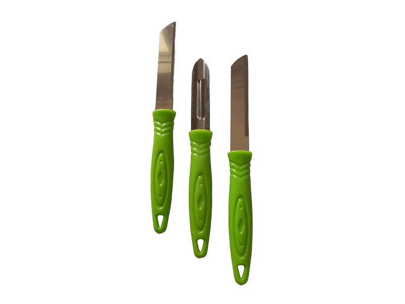 Nohunt طقم سكاكين مطبخ كلاسيكية من الفولاذ المقاوم للصدأ نوهنت الترا 3 قطع 2 سكين 19 سم 18 سم 1 مقشرة 17 سم سكاكين باللون الأخضر - Image 1