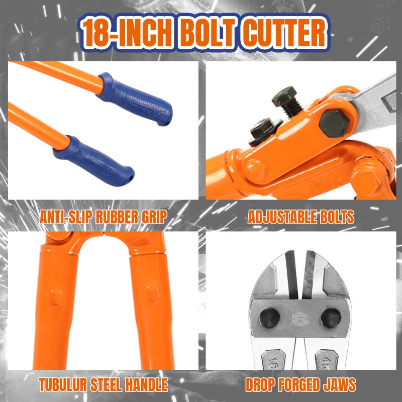 WADFOW Bolt Cutter: Soft Grip Rubber Ergonomic Handle Cutters Cutting Fence, Steel Wire, Chain, Screws, Rivet and Medium Padlock, 18", Medium Size Heavy-Duty - Image 5