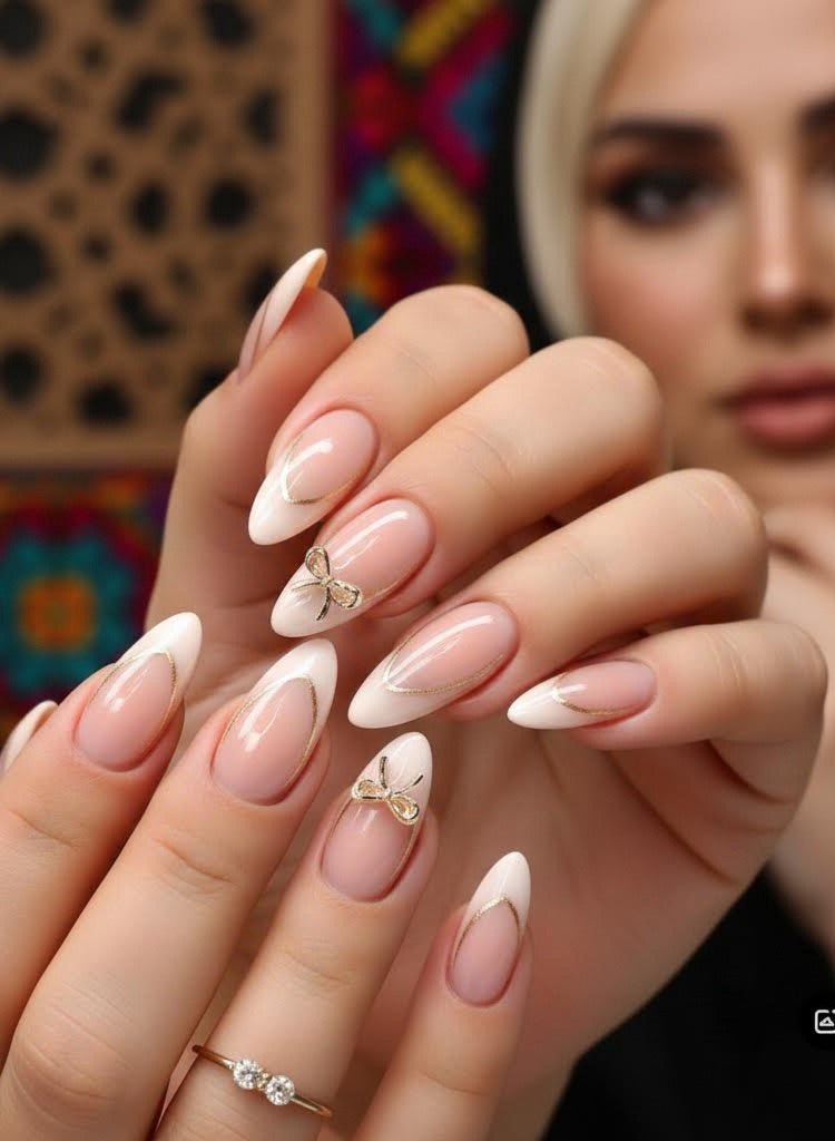 Maffick 24Pcs French Tip Press on Nails Deluxe Kit with Tweezers & DIY Decor Wheel - Nude Fake Nails with Super-Hold Tabs - Reusable False Nail Manicure Set (No Liquid Glue) - Image 3