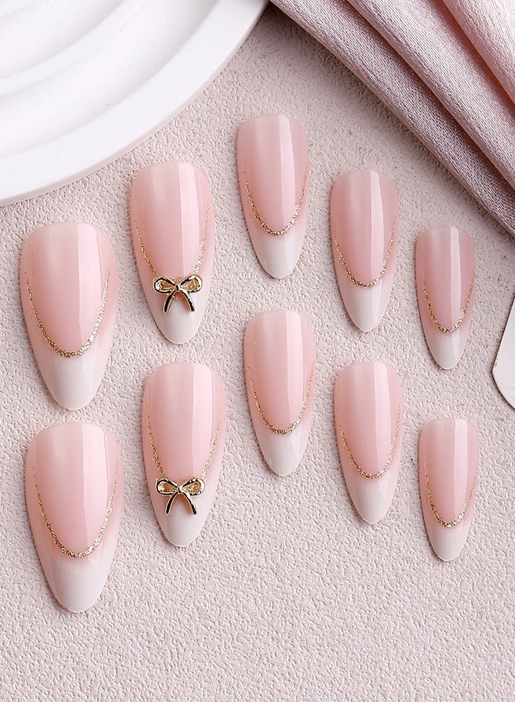 Maffick 24Pcs French Tip Press on Nails Deluxe Kit with Tweezers & DIY Decor Wheel - Nude Fake Nails with Super-Hold Tabs - Reusable False Nail Manicure Set (No Liquid Glue) - Image 4