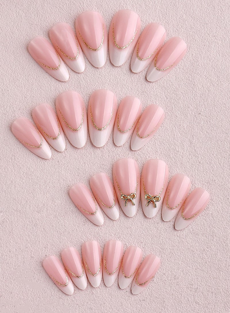 Maffick 24Pcs French Tip Press on Nails Deluxe Kit with Tweezers & DIY Decor Wheel - Nude Fake Nails with Super-Hold Tabs - Reusable False Nail Manicure Set (No Liquid Glue) - Image 5