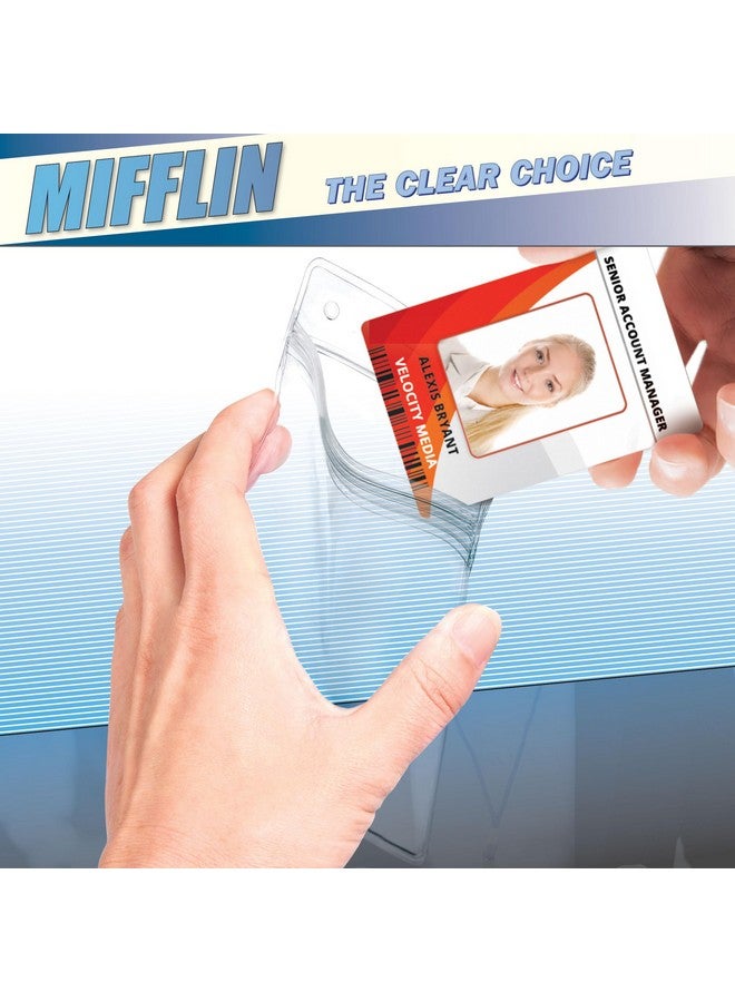 MIFFLIN -Usa Plastic Vertical Card Holder (3X4 Inch, Clear, Bulk 250 Pack) Quick Load No Zipper Name Id Badge - Image 2