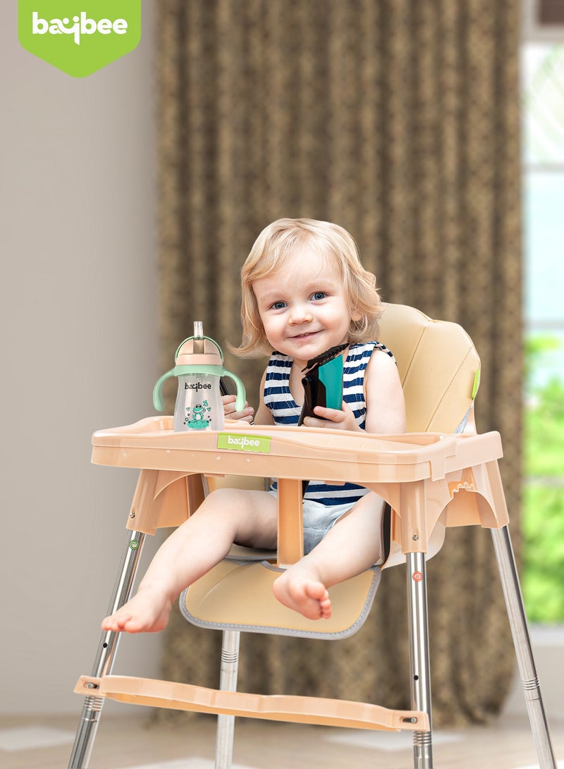 BAYBEE 3 In 1 Invictus Baby High Chair For Kids With 2 Adjustable Height & Footrest, Baby Toddler Feeding Chair Booster Seat With Tray, Safety Belt Kids High Chair For Baby 6 Months To 4 Years Boy Girl Beige - Image 2