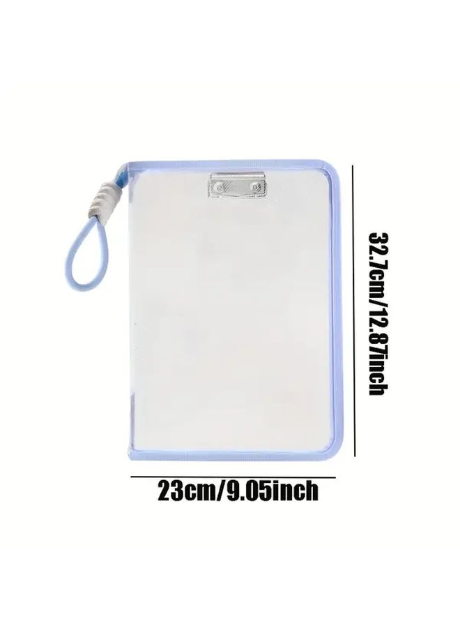 Green Pastel A4 File Folder With Zipper Pockets Board Clip And Handles - Image 3