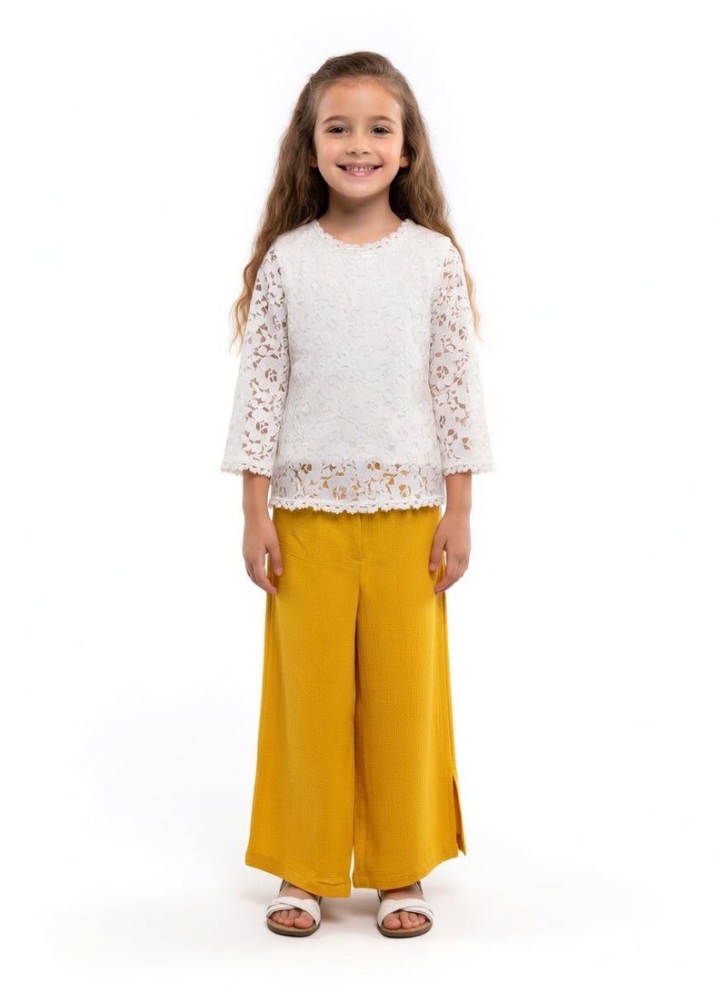 Queen ANA 3PC SET PANT Girls set pant and top, as Party set, everyday fit out Party Wear Wedding Evening Formal for Birthday Kid Girls Elegant - Image 1