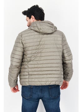 GEOX Men Hooded Plain Puffer Jacket, Grey  - Image 2