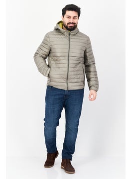 GEOX Men Hooded Plain Puffer Jacket, Grey  - Image 4