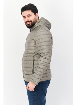GEOX Men Hooded Plain Puffer Jacket, Grey  - Image 3