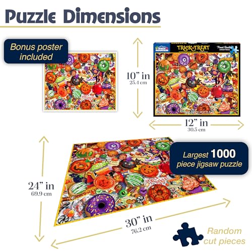 White Mountain 1000 Piece Halloween Jigsaw Puzzle Fall and Autumn Food Collage Puzzles Large Pieces Gift for Adults and Family 24x30 Trick or Treat - Image 5