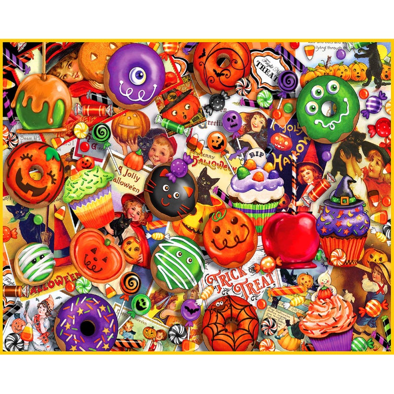 White Mountain 1000 Piece Halloween Jigsaw Puzzle Fall and Autumn Food Collage Puzzles Large Pieces Gift for Adults and Family 24x30 Trick or Treat - Image 3