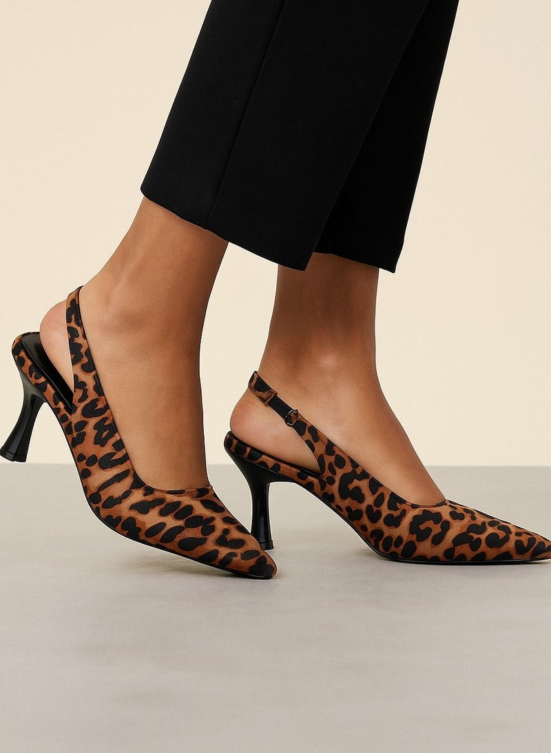 Vbranda Elegant slingback heels Fabric featuring a pointed toe C-71-TIGER - Image 1