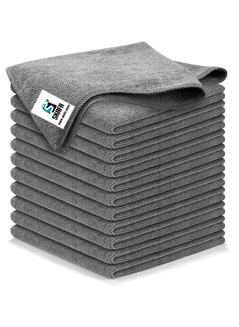 SKAFA Microfiber Cleaning Cloth 12 Pcs | 30 X 30 CM Ultra Absorbent Towels | Premium Microfiber Towels for House, Kitchen, Windows, Cars & More (Grey) - Image 1
