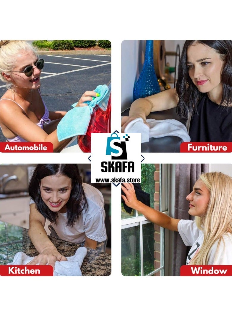 SKAFA Microfiber Cleaning Cloth 12 Pcs | 30 X 30 CM Ultra Absorbent Towels | Premium Microfiber Towels for House, Kitchen, Windows, Cars & More (Grey) - Image 3