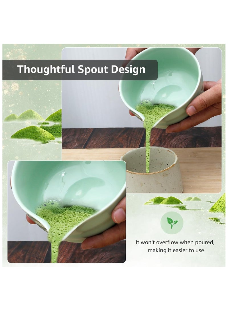 طقم شاي ماتشا مكون من 4 قطع، طقم خفق ماتشا، وعاء سيراميك ماتشا، خفق ماتشا، حامل خفق أبيض، مغرفة تقليدية، مجموعة مثالية لأداة تقليدية من ماتشا - Image 3