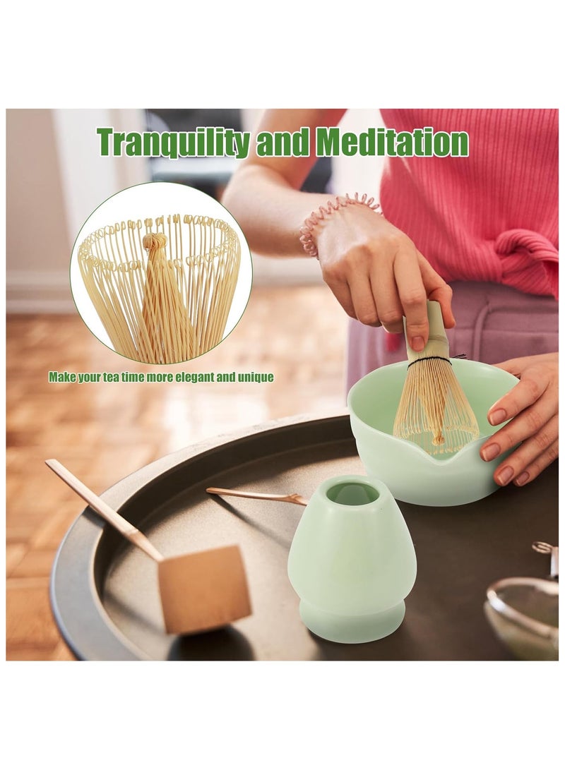 طقم شاي ماتشا مكون من 4 قطع، طقم خفق ماتشا، وعاء سيراميك ماتشا، خفق ماتشا، حامل خفق أبيض، مغرفة تقليدية، مجموعة مثالية لأداة تقليدية من ماتشا - Image 4