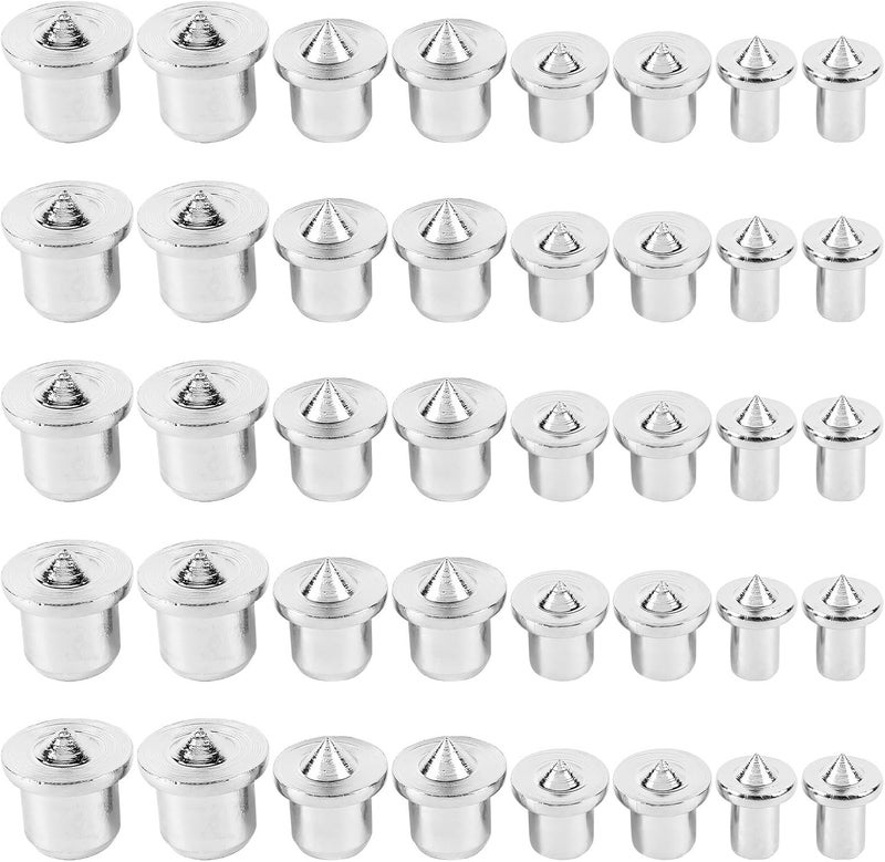 Dowel Center Transfer Plugs, 40 Pcs, Furniture Dowel Alignment Tool with Sharp Point, 4 Sizes Carbon Steel Woodworking Center Marking Pins, Drill Guide for Wood Joinery & DIY Projects - Image 1