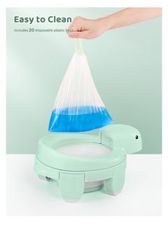 Excefore 4 in 1 Potty Training Toilet for Kids, Portable Baby Toilet, Potty Training Toilet Seat with Lid and  Splash Guard, Including 20 Pcs Storage Bag, for Home, Travel (Green)  - Image 5