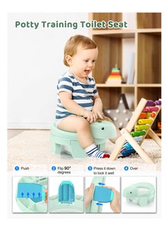 Excefore 4 in 1 Potty Training Toilet for Kids, Portable Baby Toilet, Potty Training Toilet Seat with Lid and  Splash Guard, Including 20 Pcs Storage Bag, for Home, Travel (Green)  - Image 2