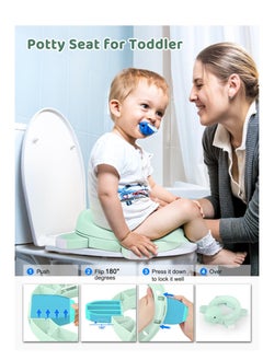 Excefore 4 in 1 Potty Training Toilet for Kids, Portable Baby Toilet, Potty Training Toilet Seat with Lid and  Splash Guard, Including 20 Pcs Storage Bag, for Home, Travel (Green)  - Image 3