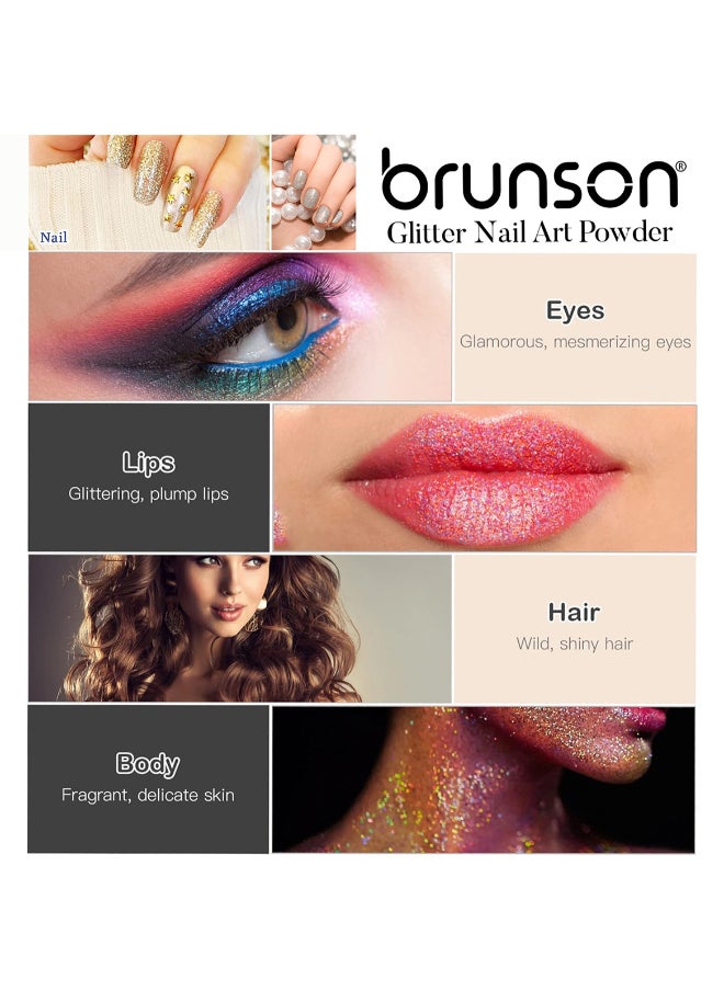 brunson Nail Art Glitter Powder -  Iridescent Fine Glitter Powder for gel nail polish -  gel and acrylic nail art powder (Diamond Dust) BGP01  - Image 5