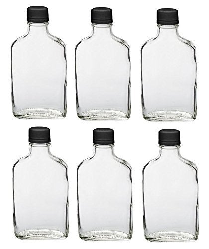 Nakpunar Nakpunar 6 pcs Glass Flask Bottles with Black Tamper Evident Cap  200 ml 