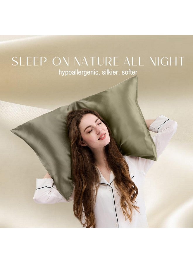 ZIMASILK ZIMASILK 100% Pure Mulberry Silk Pillowcase for Hair and Skin Health,Soft and Smooth,Both Sides Premium Grade 6A Silk,600 Thread Count,with Hidden Zipper,1pc(Standard 20''x26'',Olive Green) - Image 3