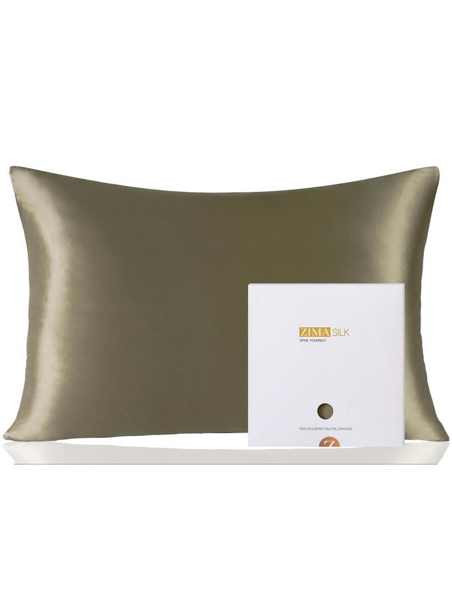 ZIMASILK ZIMASILK 100% Pure Mulberry Silk Pillowcase for Hair and Skin Health,Soft and Smooth,Both Sides Premium Grade 6A Silk,600 Thread Count,with Hidden Zipper,1pc(Standard 20''x26'',Olive Green) - Image 1