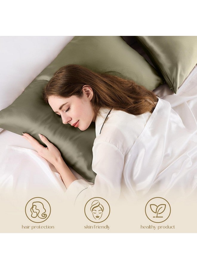 ZIMASILK ZIMASILK 100% Pure Mulberry Silk Pillowcase for Hair and Skin Health,Soft and Smooth,Both Sides Premium Grade 6A Silk,600 Thread Count,with Hidden Zipper,1pc(Standard 20''x26'',Olive Green) - Image 4