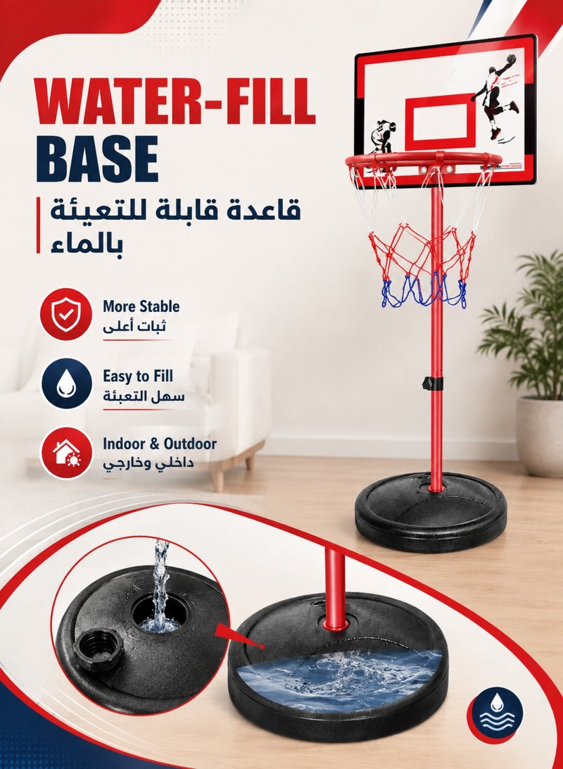 RUIYADA Basketball Stand - Adjustable Height Freestanding Basketball Stand up to 210cm with Acrylic Backboard, Ball, Air Pump and Wrench for Indoor Outdoor Kids Sports - Image 4