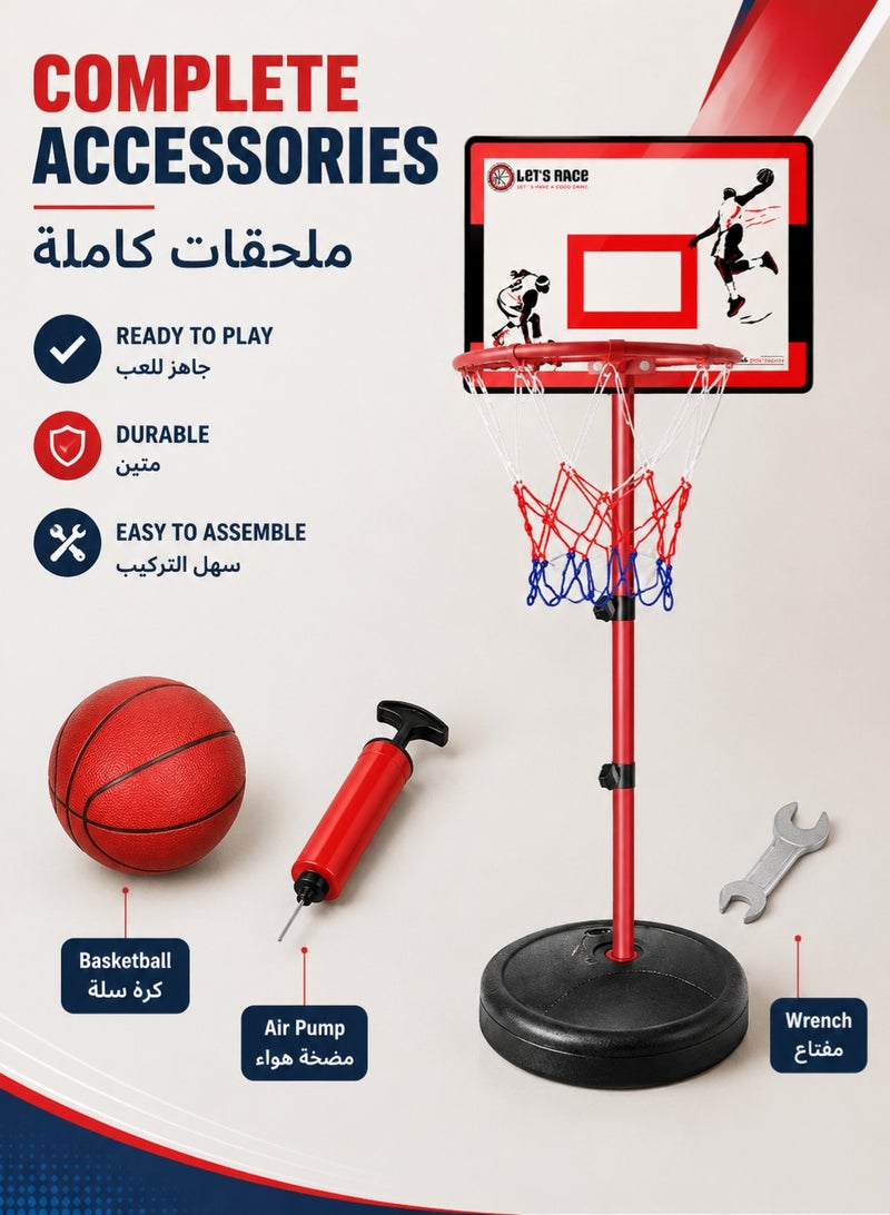 RUIYADA Basketball Stand - Adjustable Height Freestanding Basketball Stand up to 210cm with Acrylic Backboard, Ball, Air Pump and Wrench for Indoor Outdoor Kids Sports - Image 3